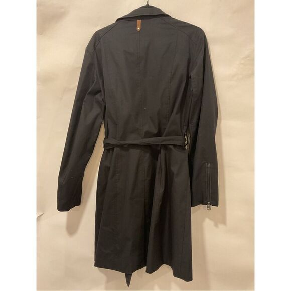 Mackage Montreal Women's Black Asymmetrical Zip Trench Coat Size Large - Picture 8 of 9